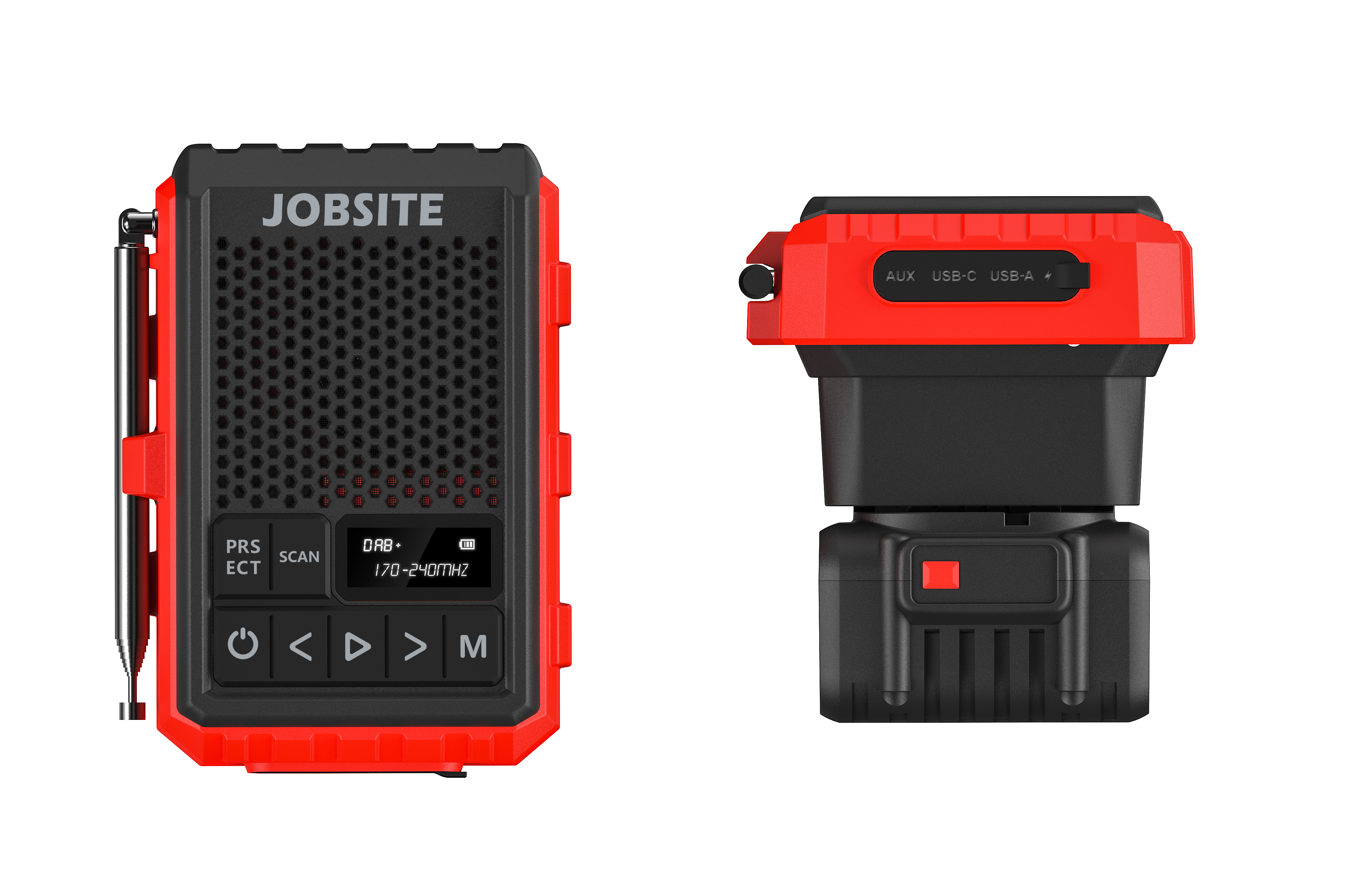 For Makita Battery Construction Site Portable Radio -18V/20V, DAB/DAB+/FM radio, Bluetooth, AUX, USB, 30 presets 