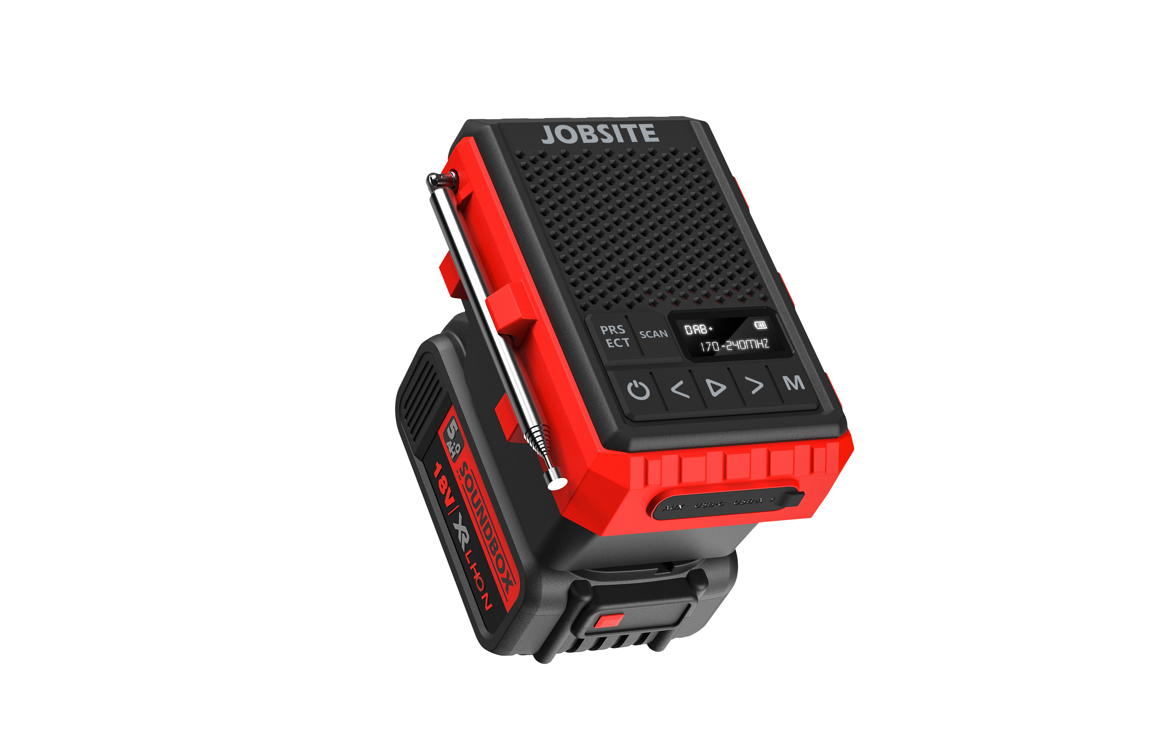 For Makita Battery Construction Site Portable Radio -18V/20V, DAB/DAB+/FM radio, Bluetooth, AUX, USB, 30 presets 
