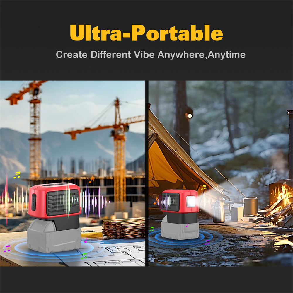 Auracst Cordless Bluetooth Jobsite Speaker Compatible for DeWalt Milwaukee Makita Bosch Battery